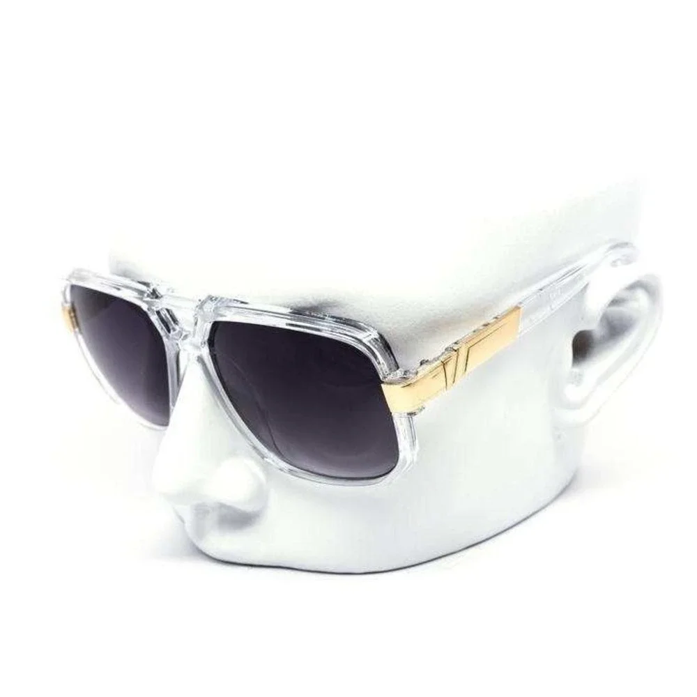 Men Sunglasses Designer Square Black Lens Gold Fashion Classic Retro Vintage NEW